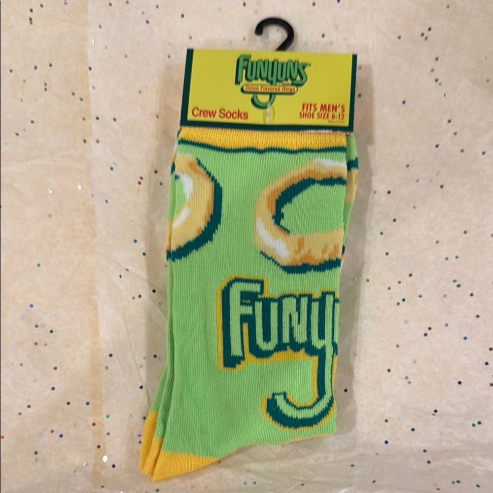 Funyuns chips Green and Yellow Crew Socks